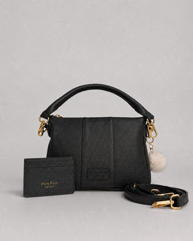 City Slim Bag Black + 2 straps (Black/White Mini Chevron & Logo Black)