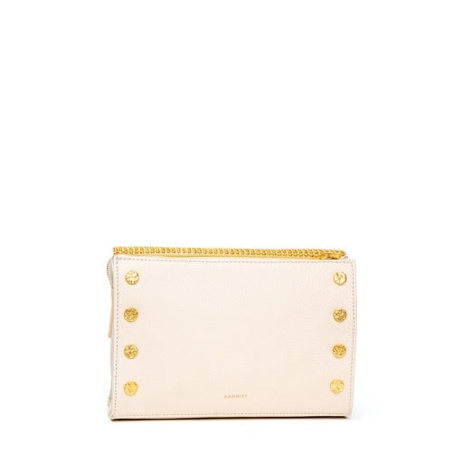 Montana Clutch Small Calla Lily White Raffia/Brushed Gold Hammered