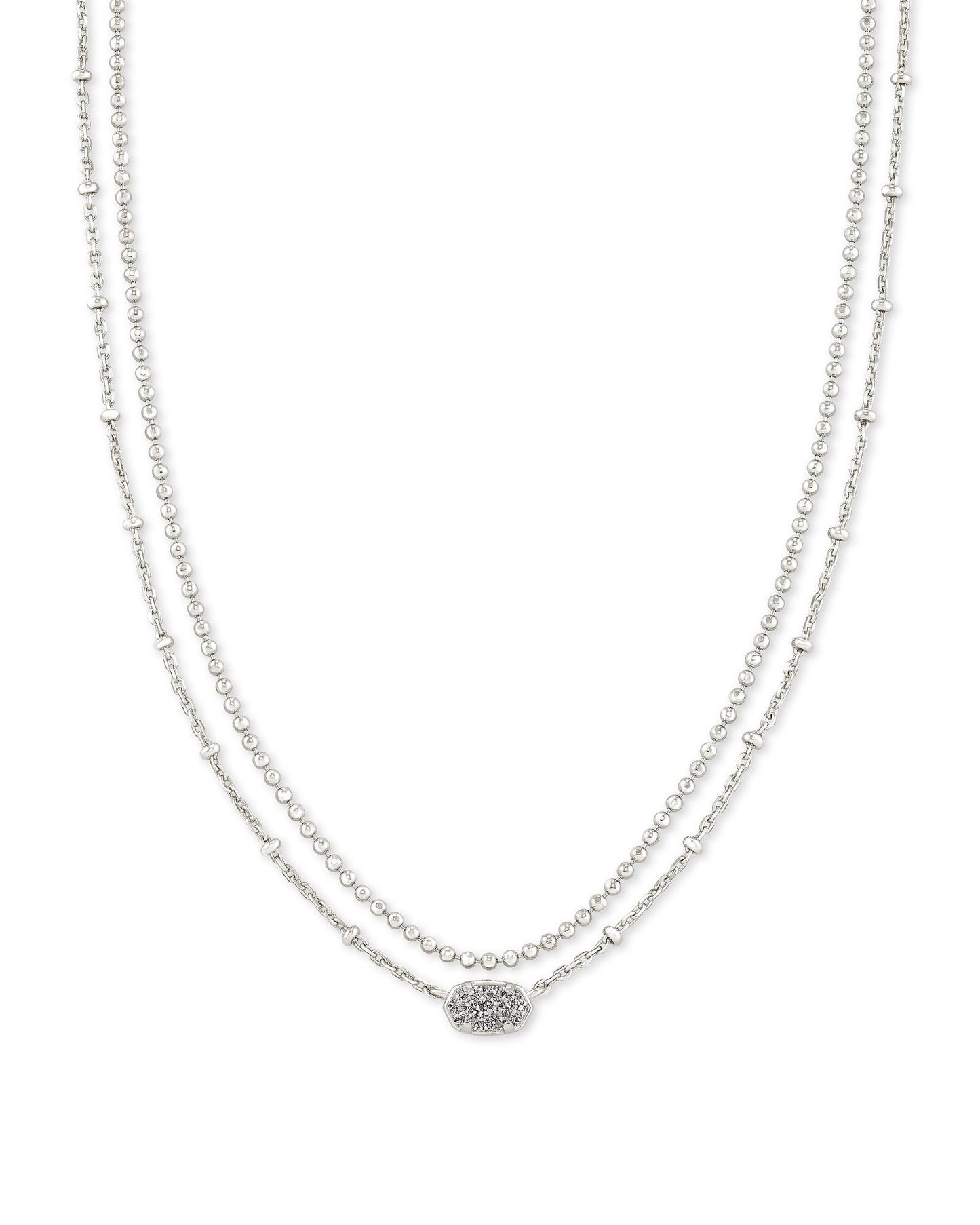 EMILIE MULTI STRAND NECKLACE RHODIUM PLATINUM DRUSY ONE SIZE