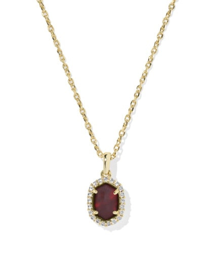 NEW!  9608890553 DAPHNE CRYSTAL FRAME SHORT PENDANT NECKLACE GOLD DARK BURGUNDY ILLUSION ONE SIZE