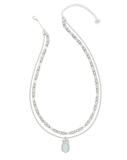 NEW!  9608885199 DAPHNE BOW MULTI STRAND NECKLACE SILVER IRIDESCENT CRYSTAL IVORY ILLUSION ONE SIZE