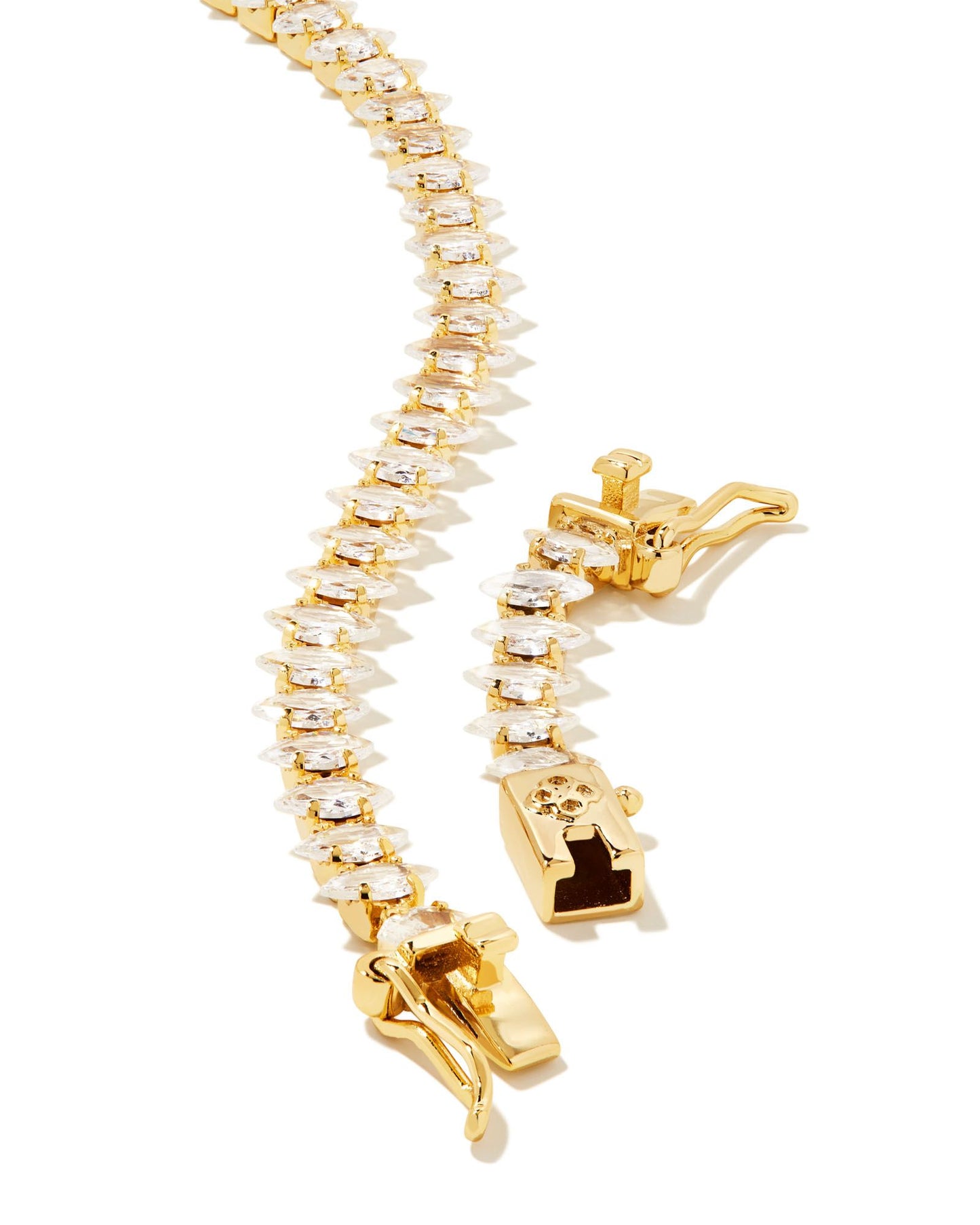 LARSAN TENNIS NECKLACE GOLD WHITE CZ ONE SIZE