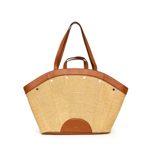 Shelley Resort Tote Cocoa Raffia/Gold