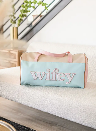Wifey Duffle Bag Blue/Cream