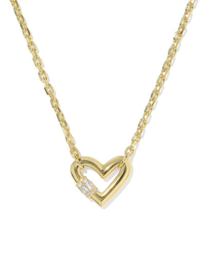 9608886903 EMERY HEART SHORT PENDANT NECKLACE GOLD WHITE CZ ONE SIZE