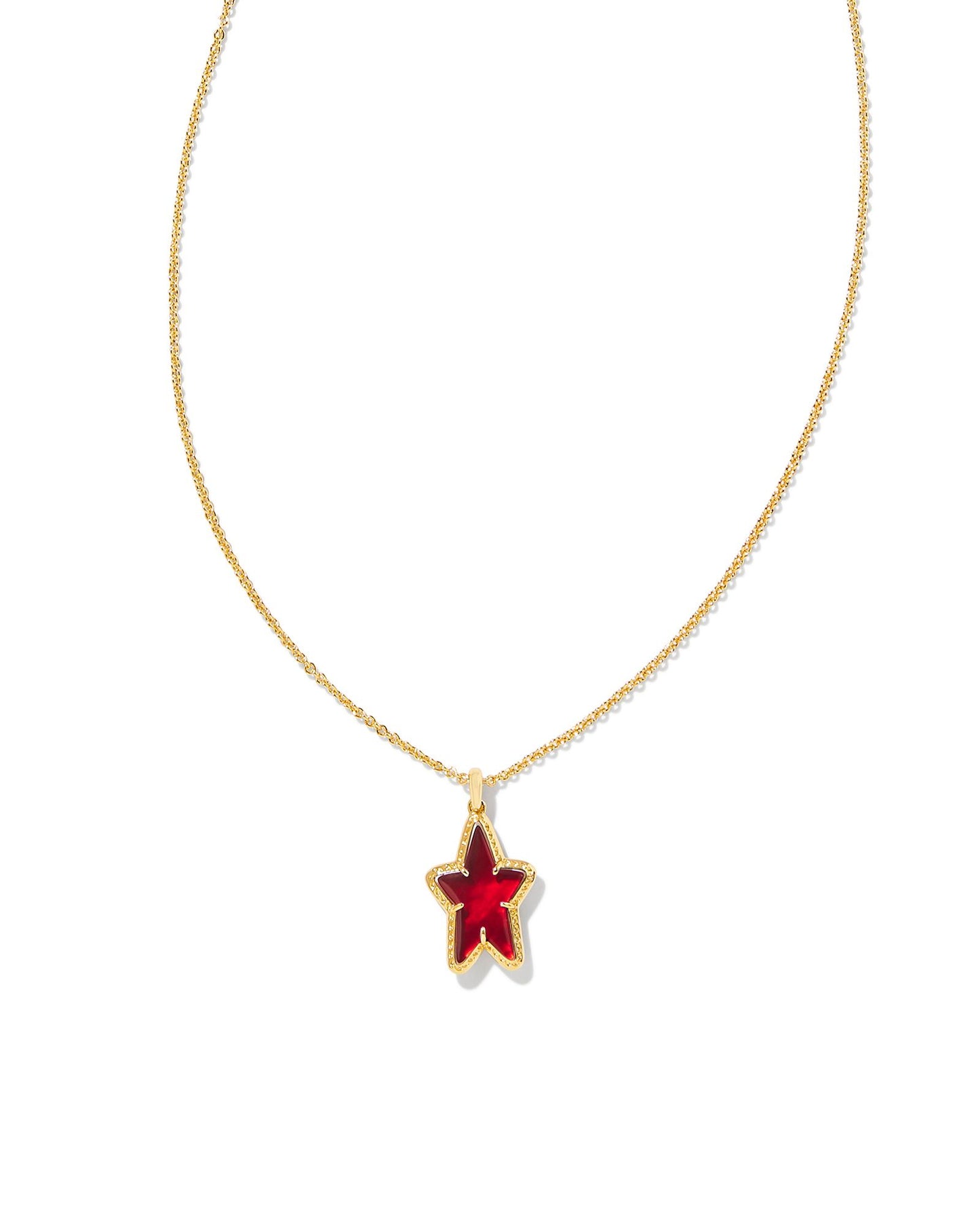 ADA STAR SHORT PENDANT NECKLACE GOLD RED ILLUSION ONE SIZE