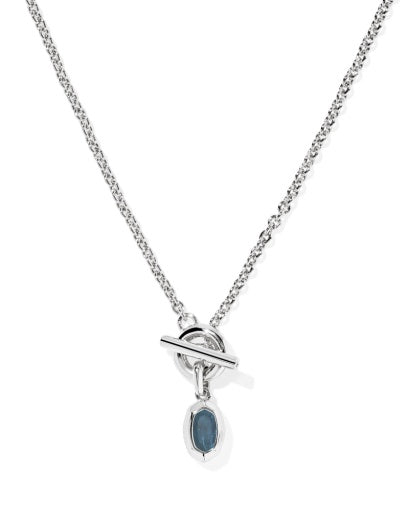9608890400 MINI ELISA TOGGLE SHORT PENDANT NECKLACE SILVER VARIEGATED INDIGO MAGNESITE ONE SIZE