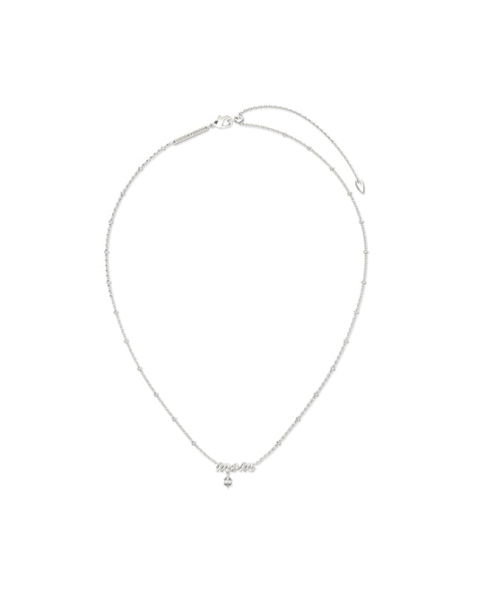 9608877405 MOM CRYSTAL SHORT PENDANT NECKLACE SILVER ONE SIZE