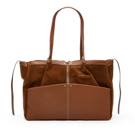 PREORDER NOW Meryl Carryall Cinnamon Suede/Antique Gold