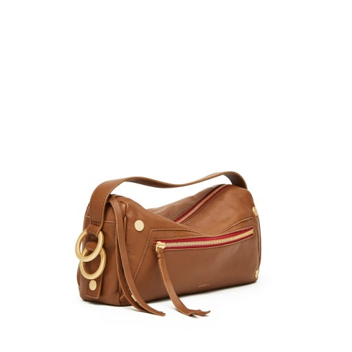 Doxie Medium Mahogany Pebble/Brushed Gold Red Zipper