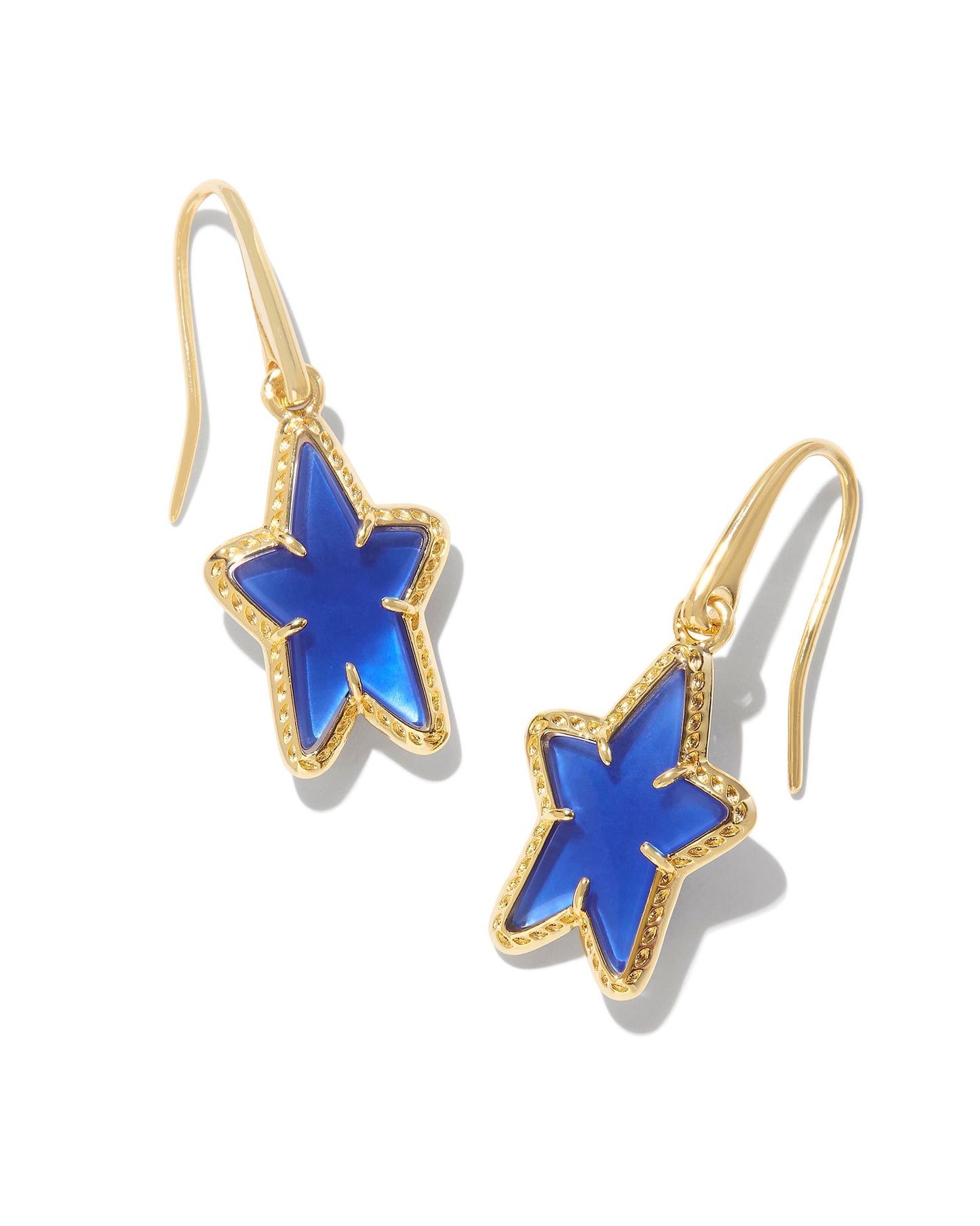 ADA STAR SMALL DROP EARRINGS GOLD COBALT BLUE ILLUSION ONE SIZE