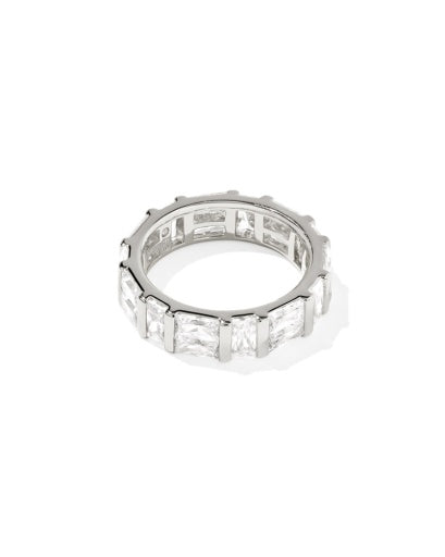 NEW!   9608876453 JAMIE BAND RING SILVER WHITE CZ 7
