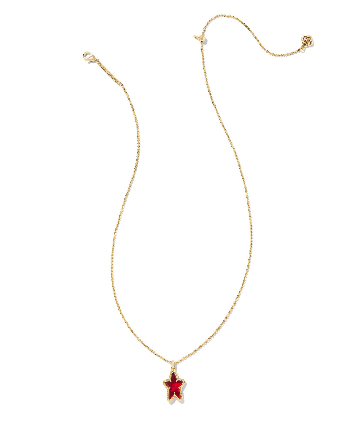 ADA STAR SHORT PENDANT NECKLACE GOLD RED ILLUSION ONE SIZE