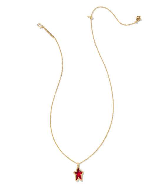 ADA STAR SHORT PENDANT NECKLACE GOLD RED ILLUSION ONE SIZE