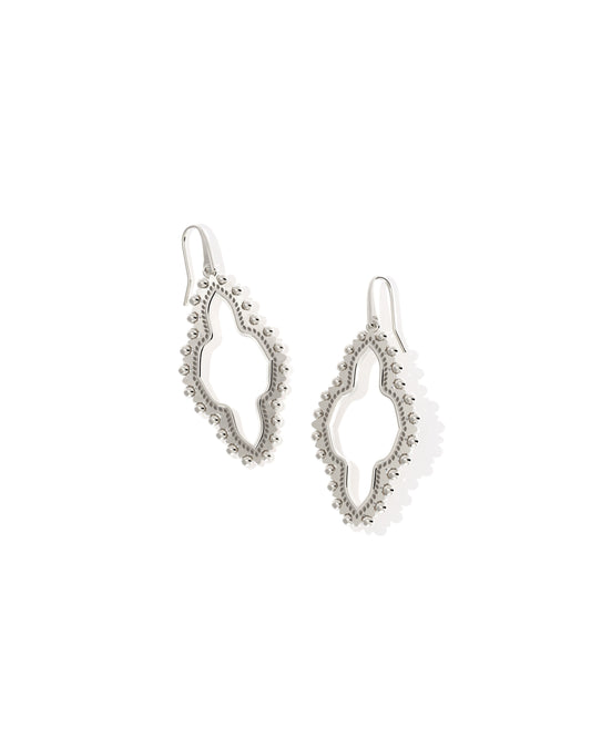 ABBIE BEADED OPEN FRAME EARRINGS SILVER ONE SIZE