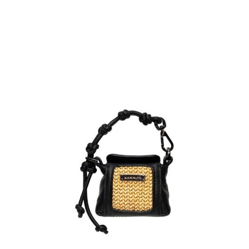 Mini B Noir Smooth Raffia/Gunmetal