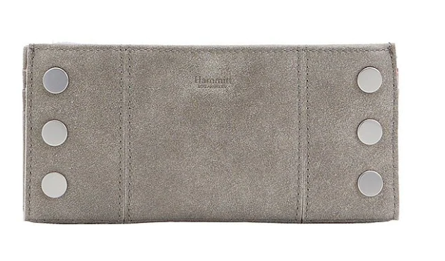 Hammitt 110 North Pewter Suede Brushed Leather Slim Wallet