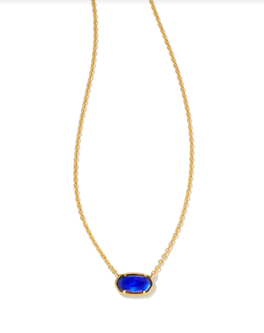 Kendra Scott Grayson Short Pendant Necklace Gold Cobalt Blue Illusion Glass