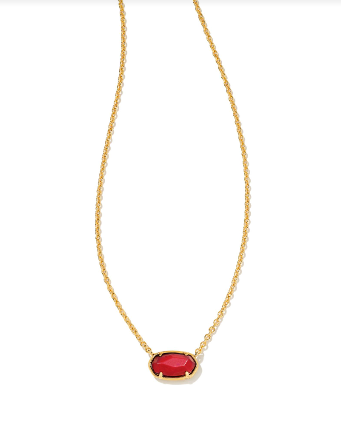 Kendra Scott Grayson Short Pendant Necklace Gold Maroon Magnesite Glass
